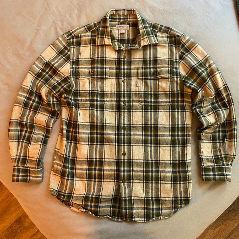 Carhartt Original Fit Flannel Plaid long sleeve button down shirt MENS Medium